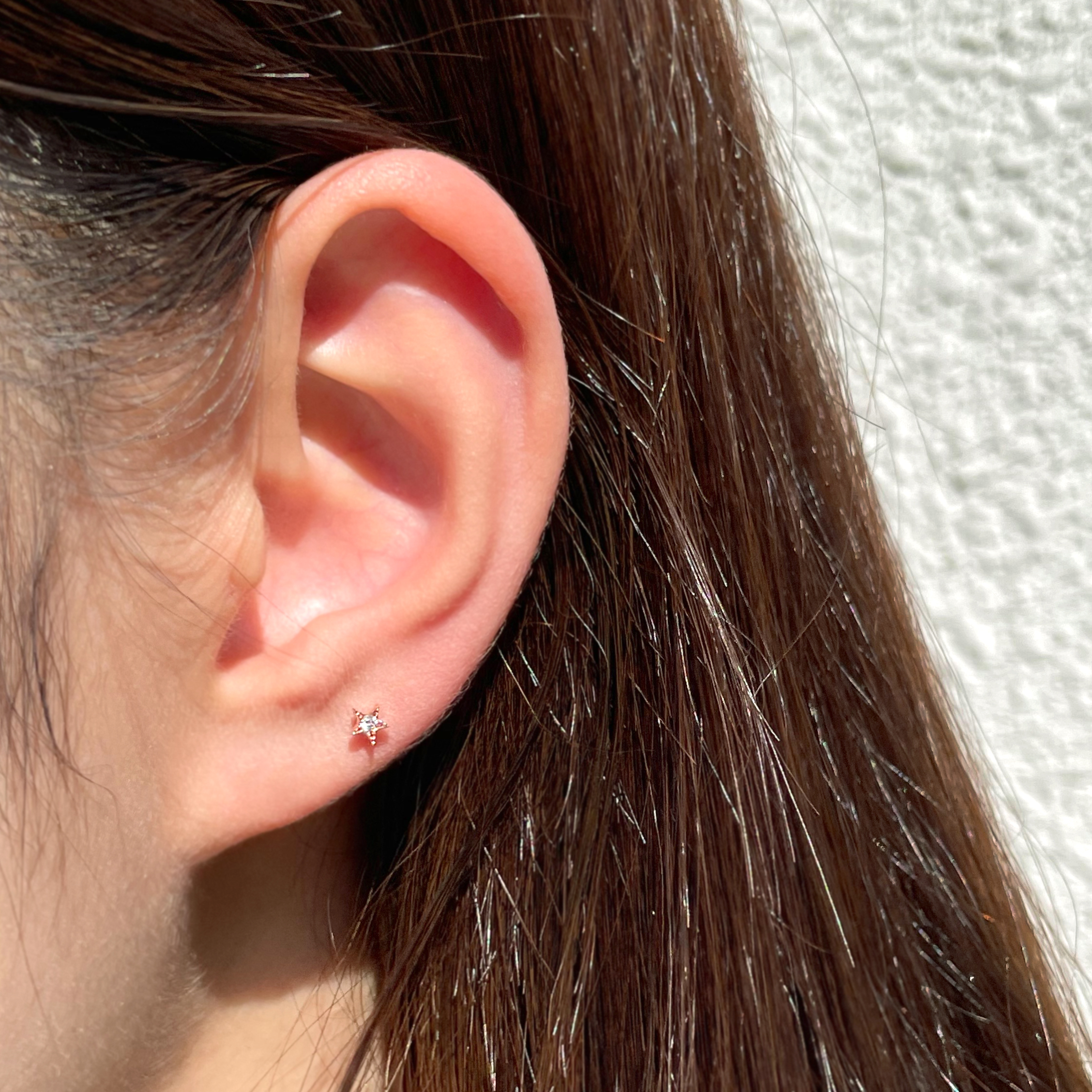 14K小星星白鑽Stud耳環