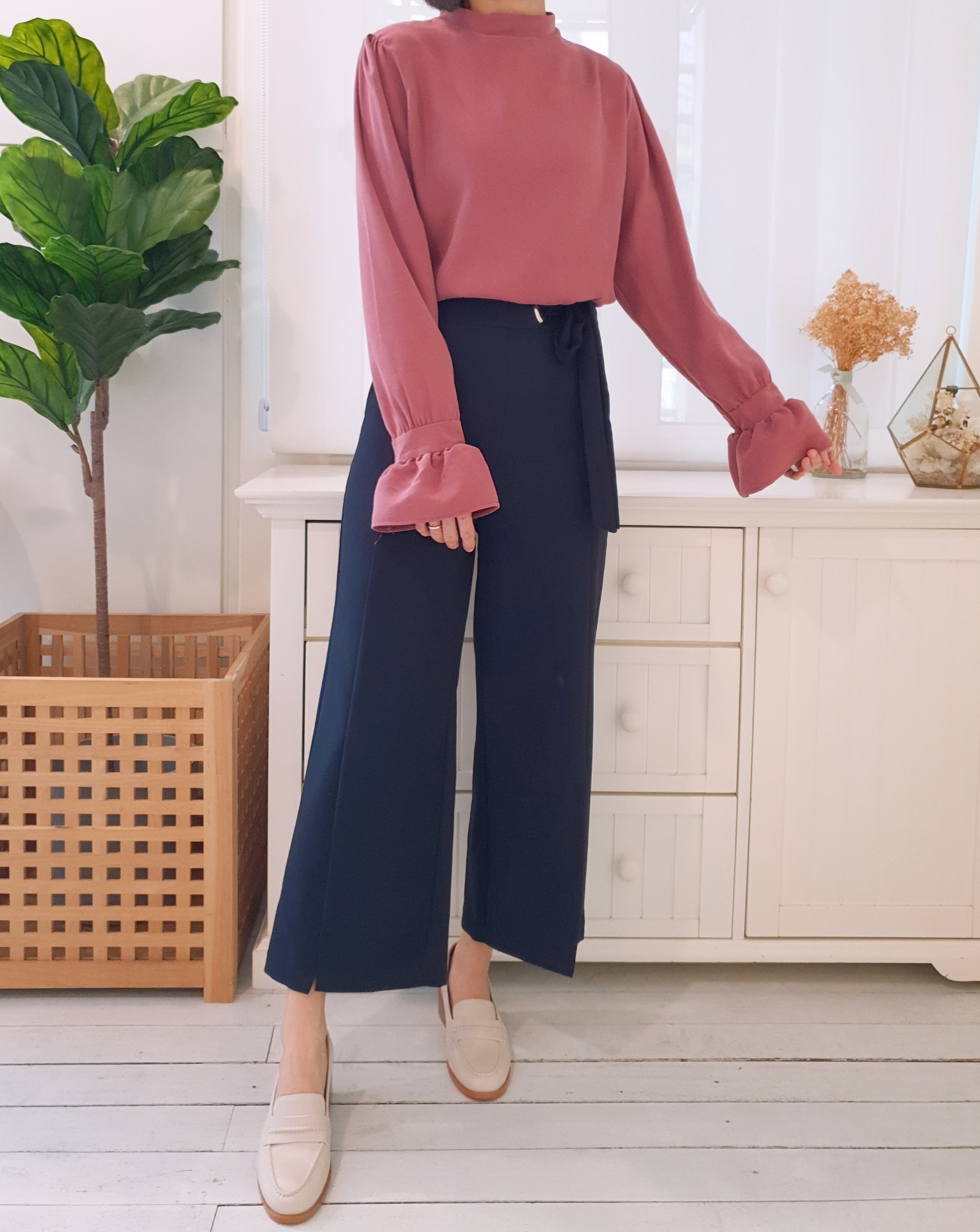 TIE WAIST WIDE LEG PANT