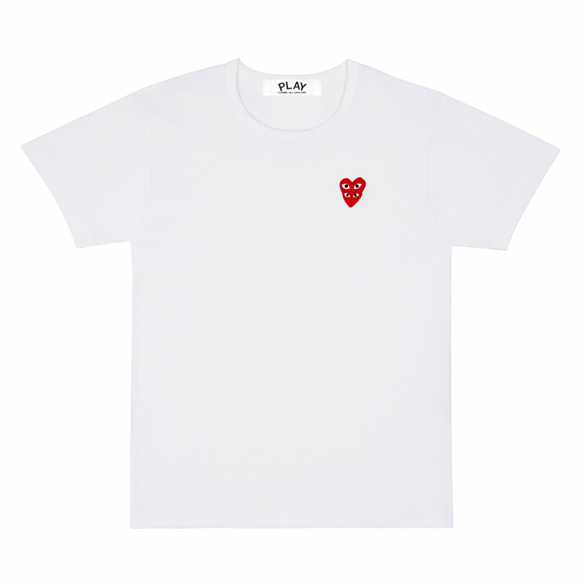 Comme Des Garcons PLAY Double Red Heart Tee White