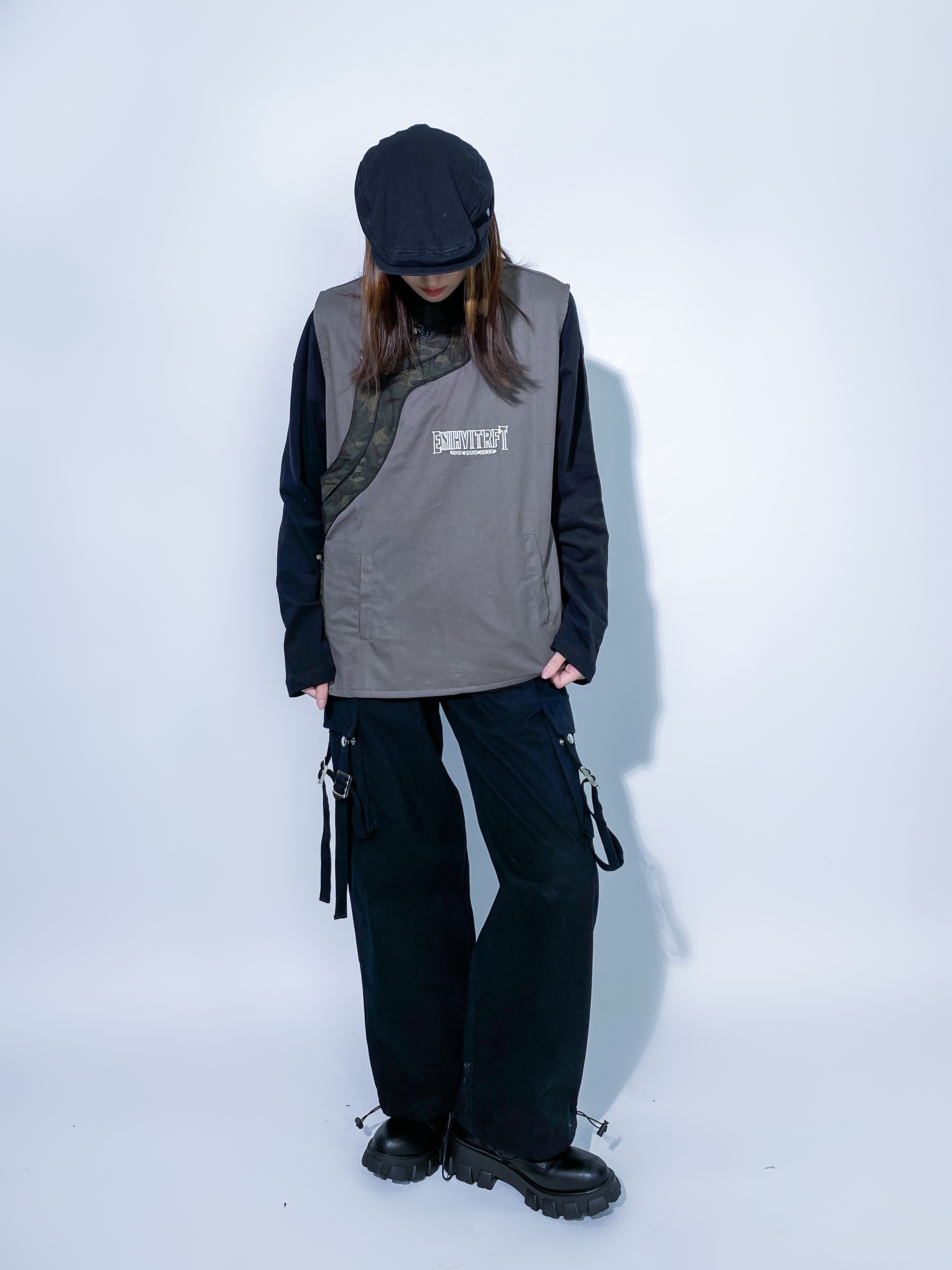 中式迷彩工裝背心