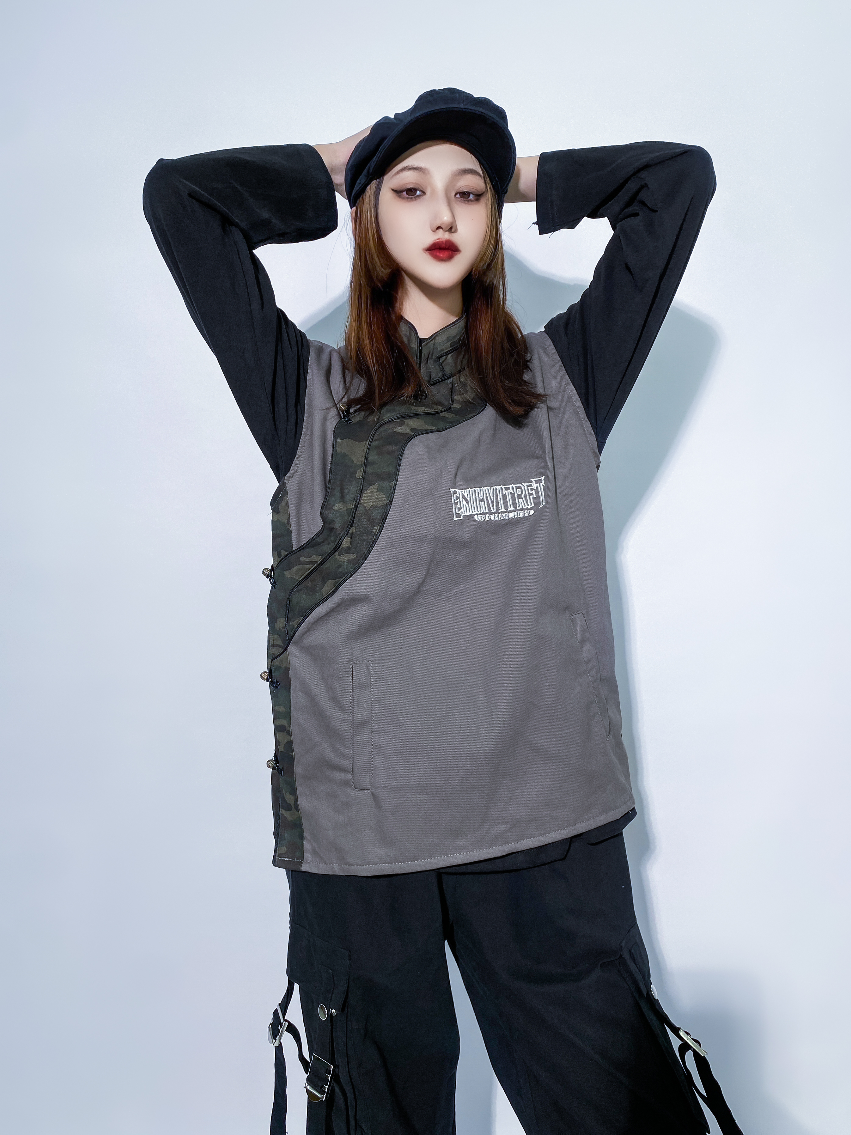 中式迷彩工裝背心