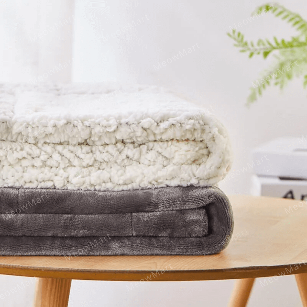 【現貨8折】法蘭絨羊羔絨雙面毛毯 (銀灰色)