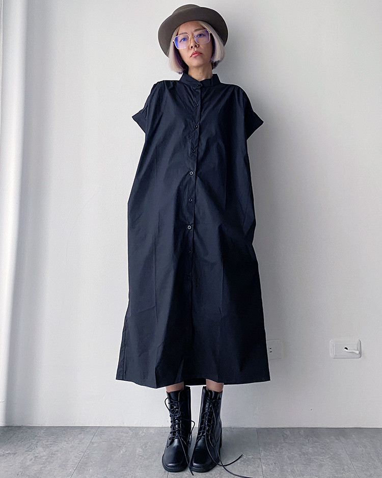 MFD-1920 寬鬆立領洋裝 ʙʟᴀᴄᴋ