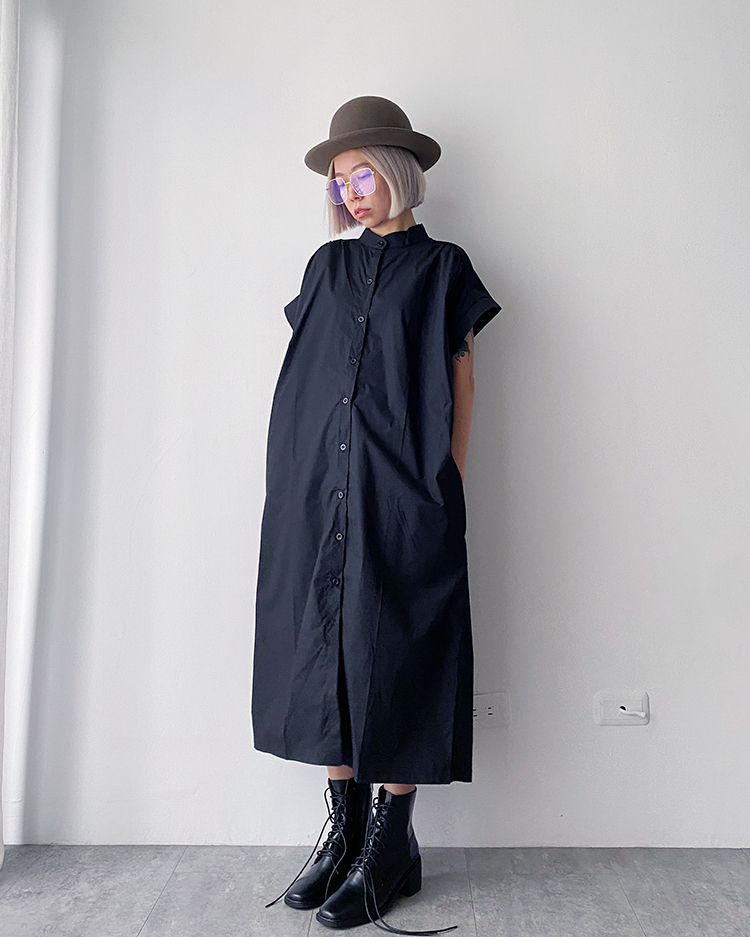 MFD-1920 寬鬆立領洋裝 ʙʟᴀᴄᴋ