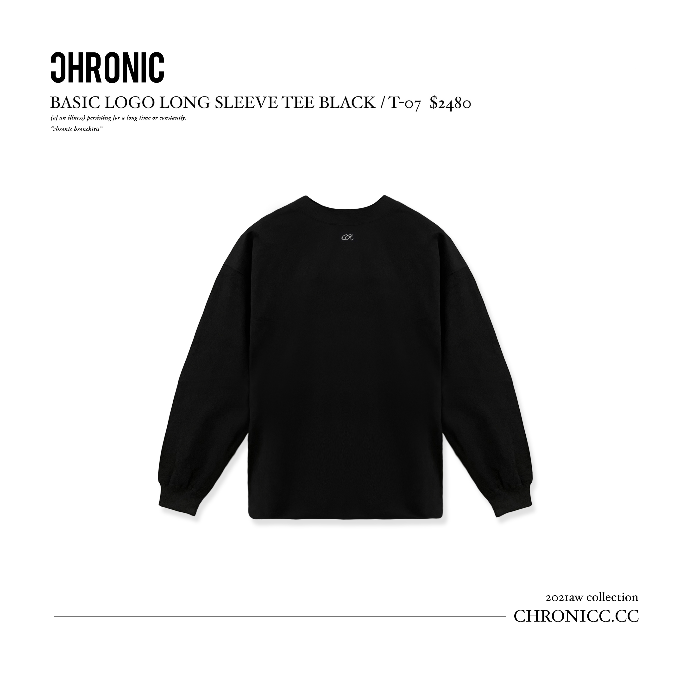 BASIC LOGO LONG SLEEVE TEE BLACK / T-07