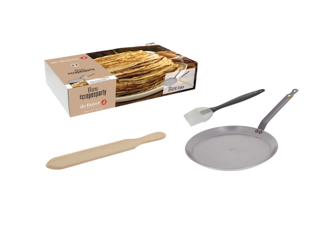 原礦蜂蠟鐵鍋-法式可麗餅/煎餅/送餅鍋 禮盒(含煎鏟＆油刷)