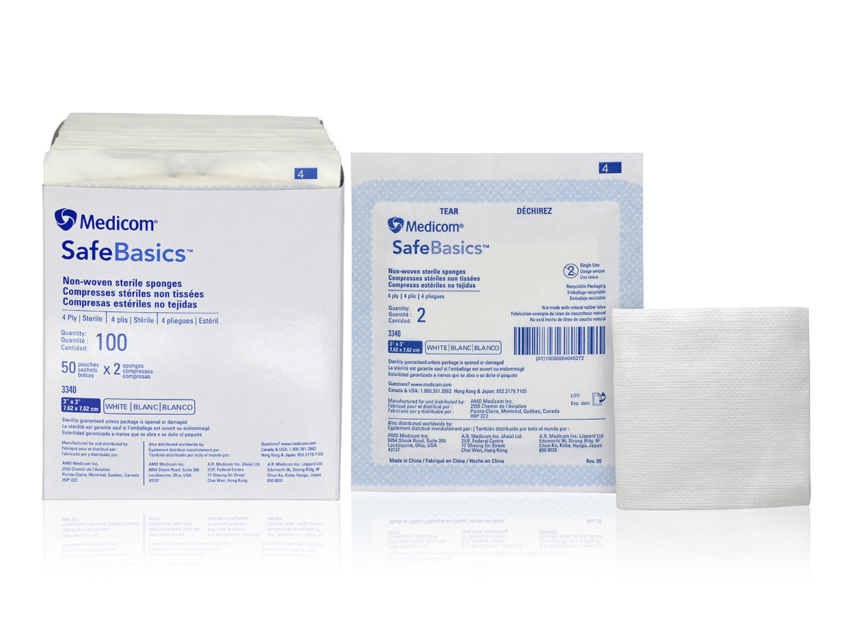 SafeBasics 醫用無紡消毒紗布 2's 3x3"