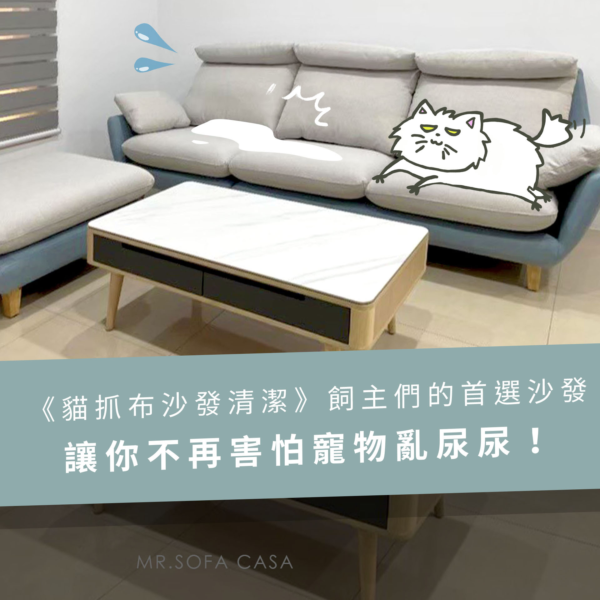 《貓抓布沙發清潔》飼主們的首選沙發，讓你不再害怕寵物亂尿尿！