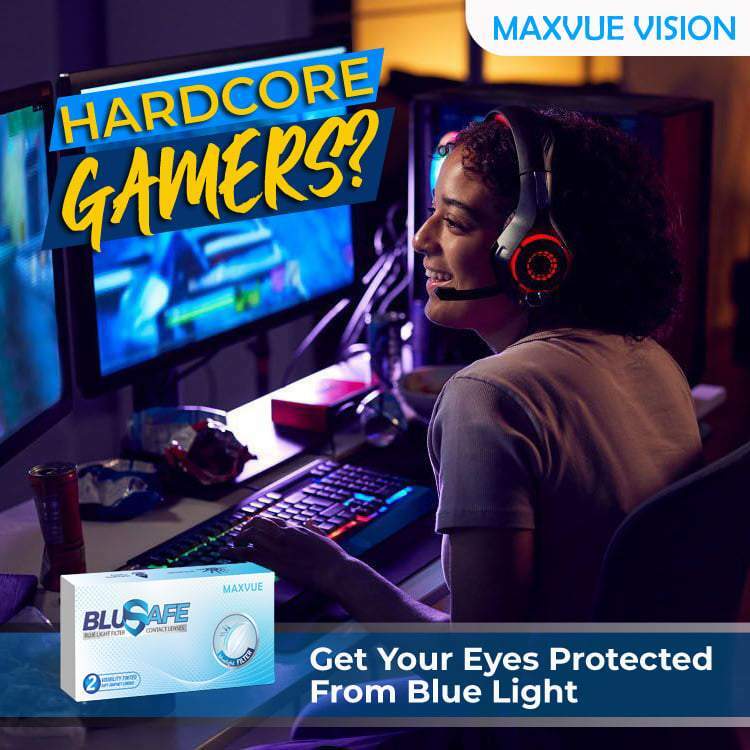 BluSafe Maxvue Blue Light Filter contact lens 2 pcs/Box -0.50 to -10.00DS