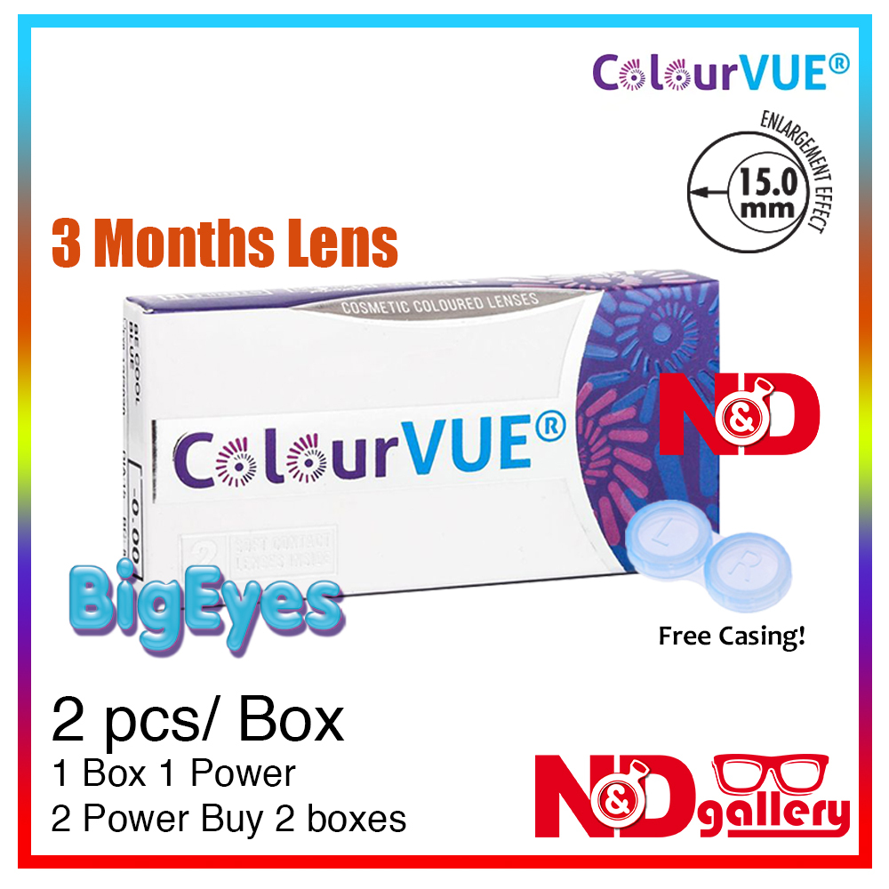ColourVue 3 Months Disposable Big Eyes series 2 pcs/box 0.00 to -8.00