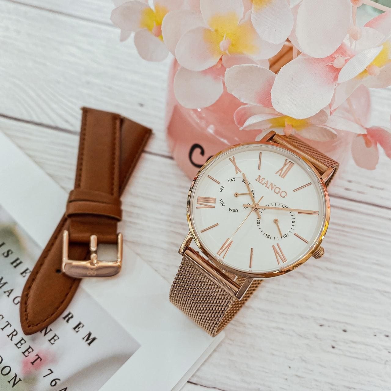 【MANGO】米蘭奢華簡約腕錶 附贈皮帶 MA6731L-80R 38mm 現代鐘錶