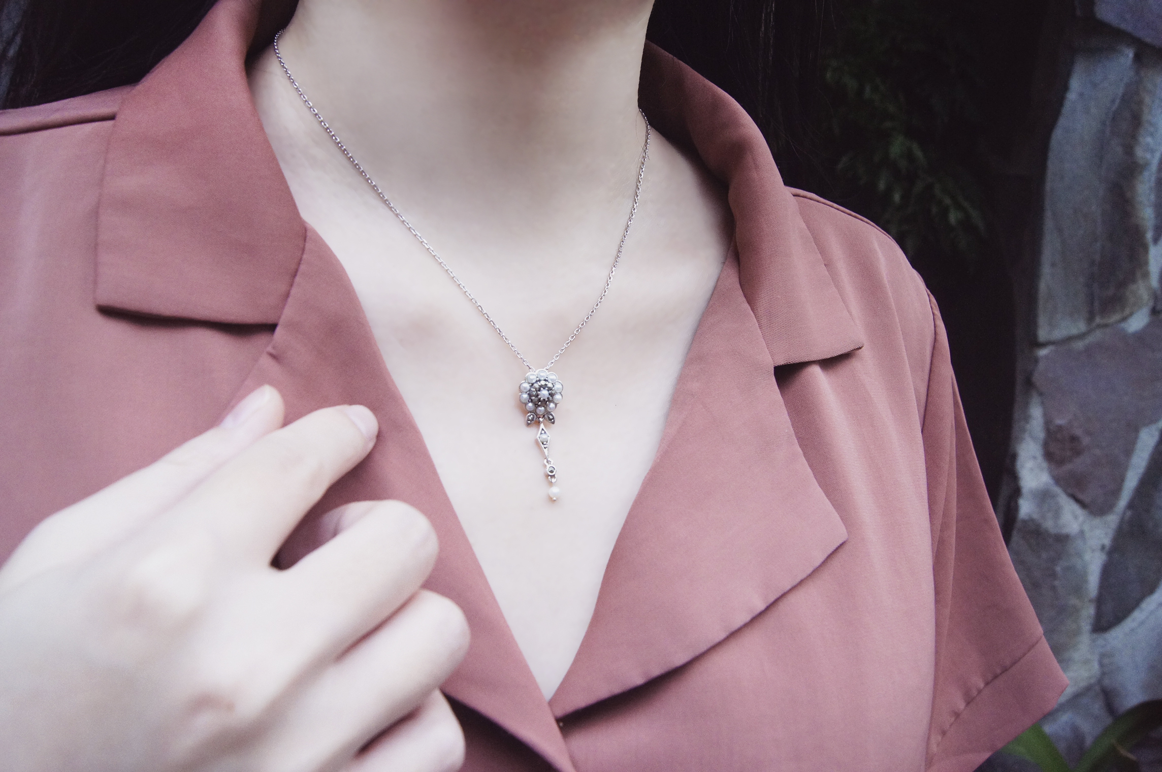 米珠花垂吊墜子