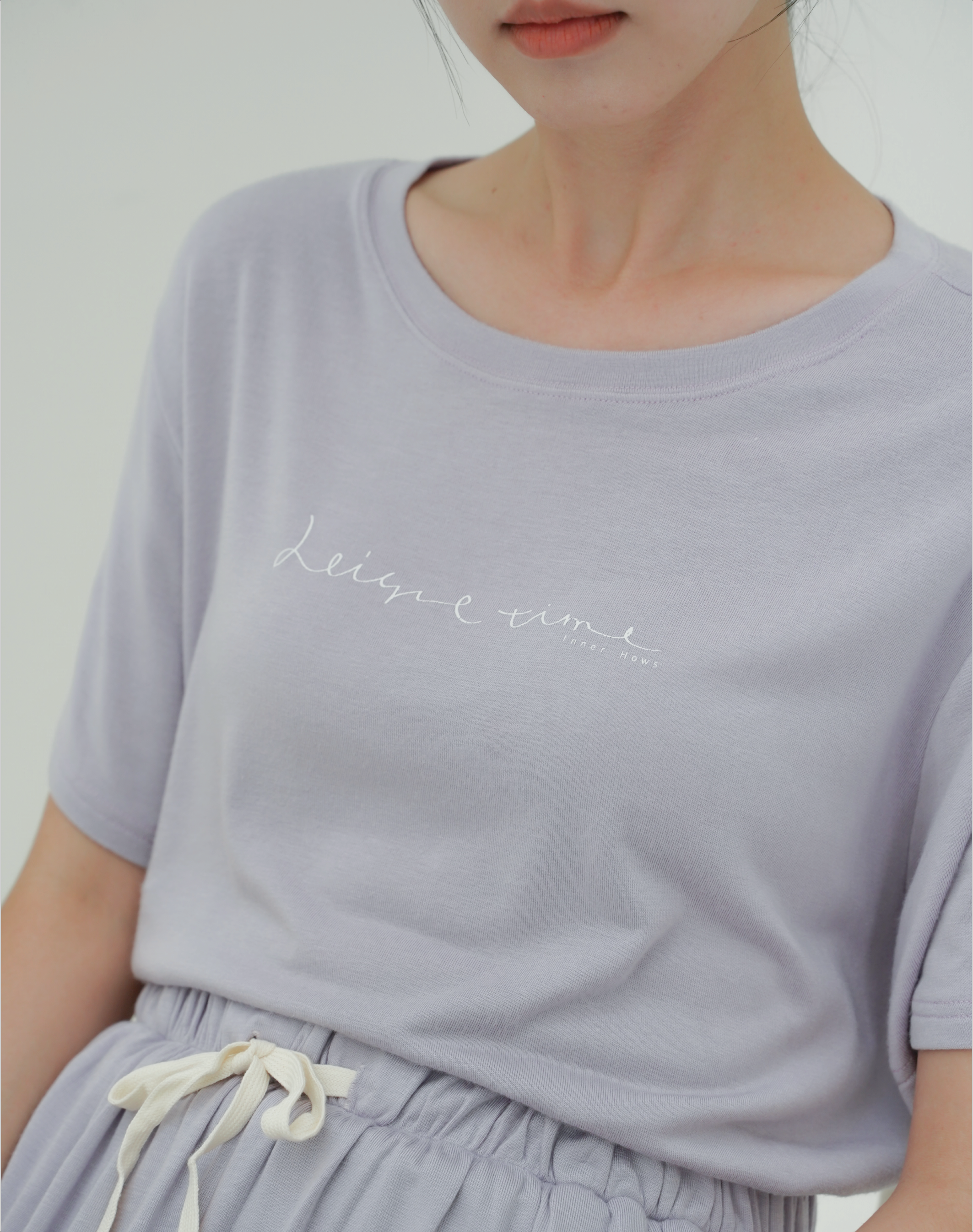 雲朵休閒短袖上衣 - 淡紫