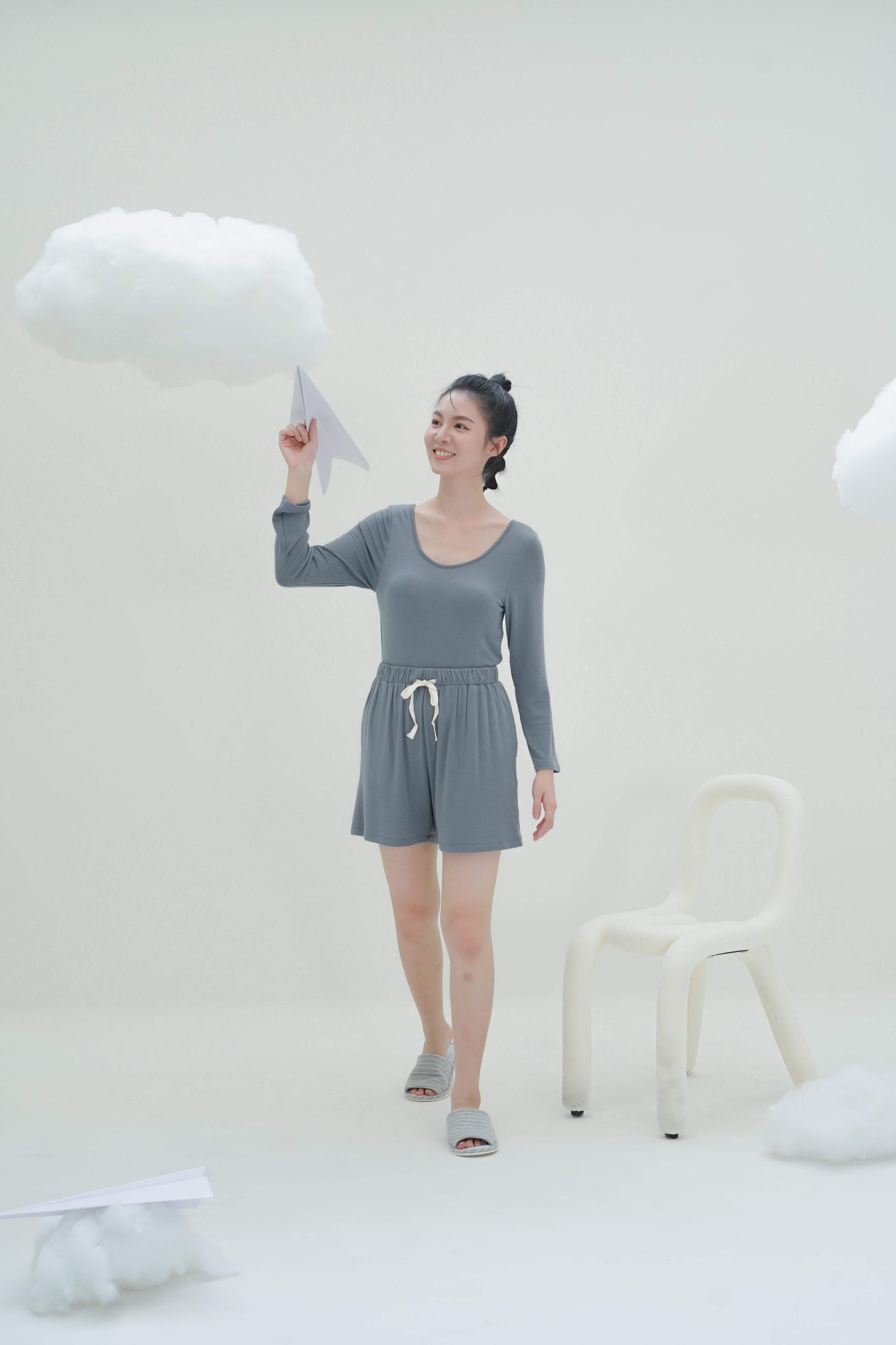 抽繩居家短褲 - 深灰