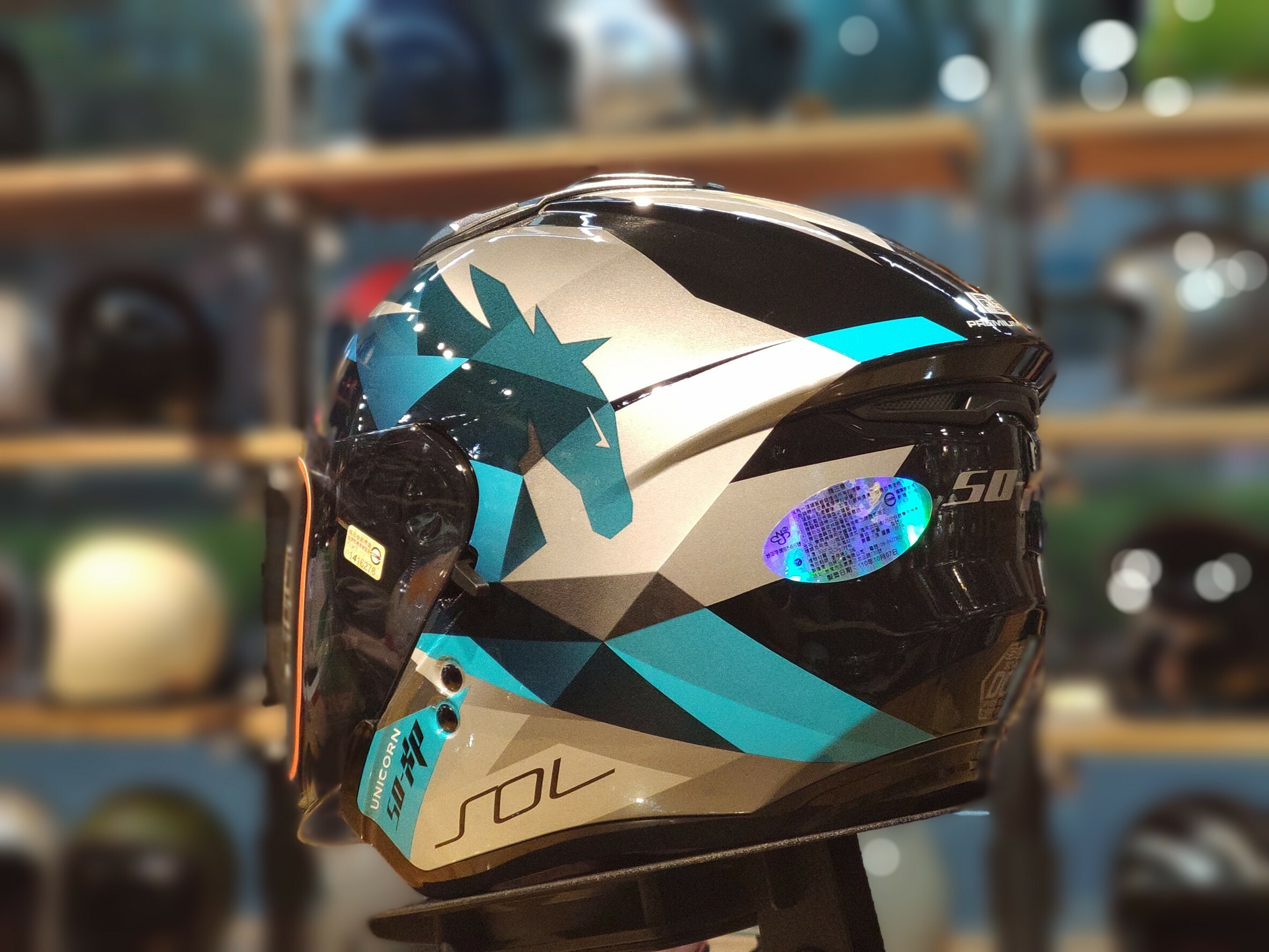 SOL SO-XP 獨角獸黑綠3/4罩SOXP