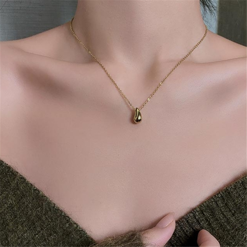 水滴小米粒 鈦鋼鎖骨鍊(金/銀)