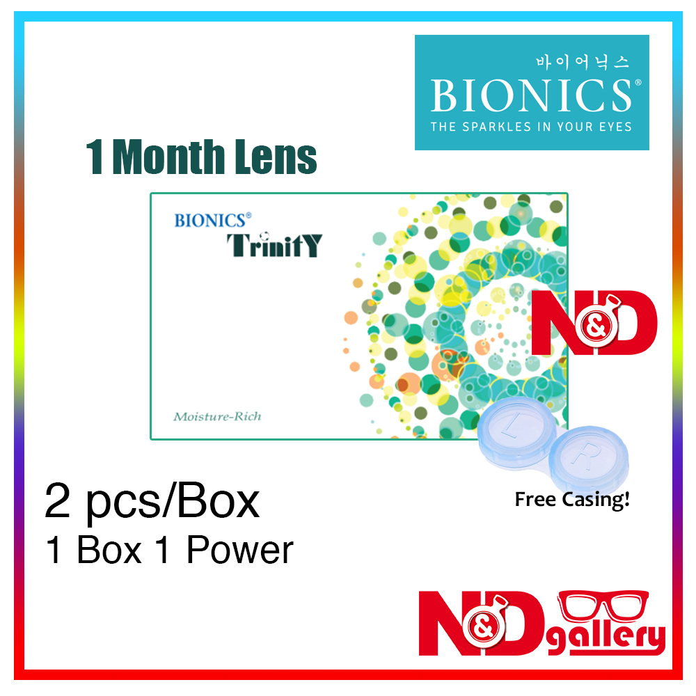 Bionics Trinity 1 Month Disposanble Clear lens 2 pcs/Box -0.50 to -10.00