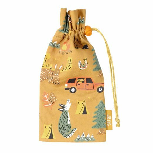 日本OKATAOKA 露營好朋友 長型束口袋 筆袋 Greeting Life