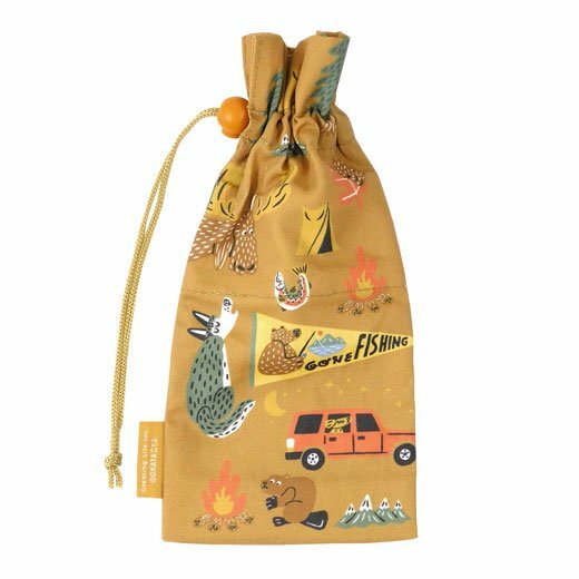 日本OKATAOKA 露營好朋友 長型束口袋 筆袋 Greeting Life