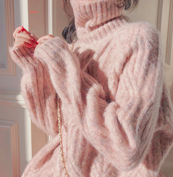 ᴷᴼᴿᴱᴬ 🇰🇷   <現貨> 溫柔姊姊高領復古麻花紋針織上衣