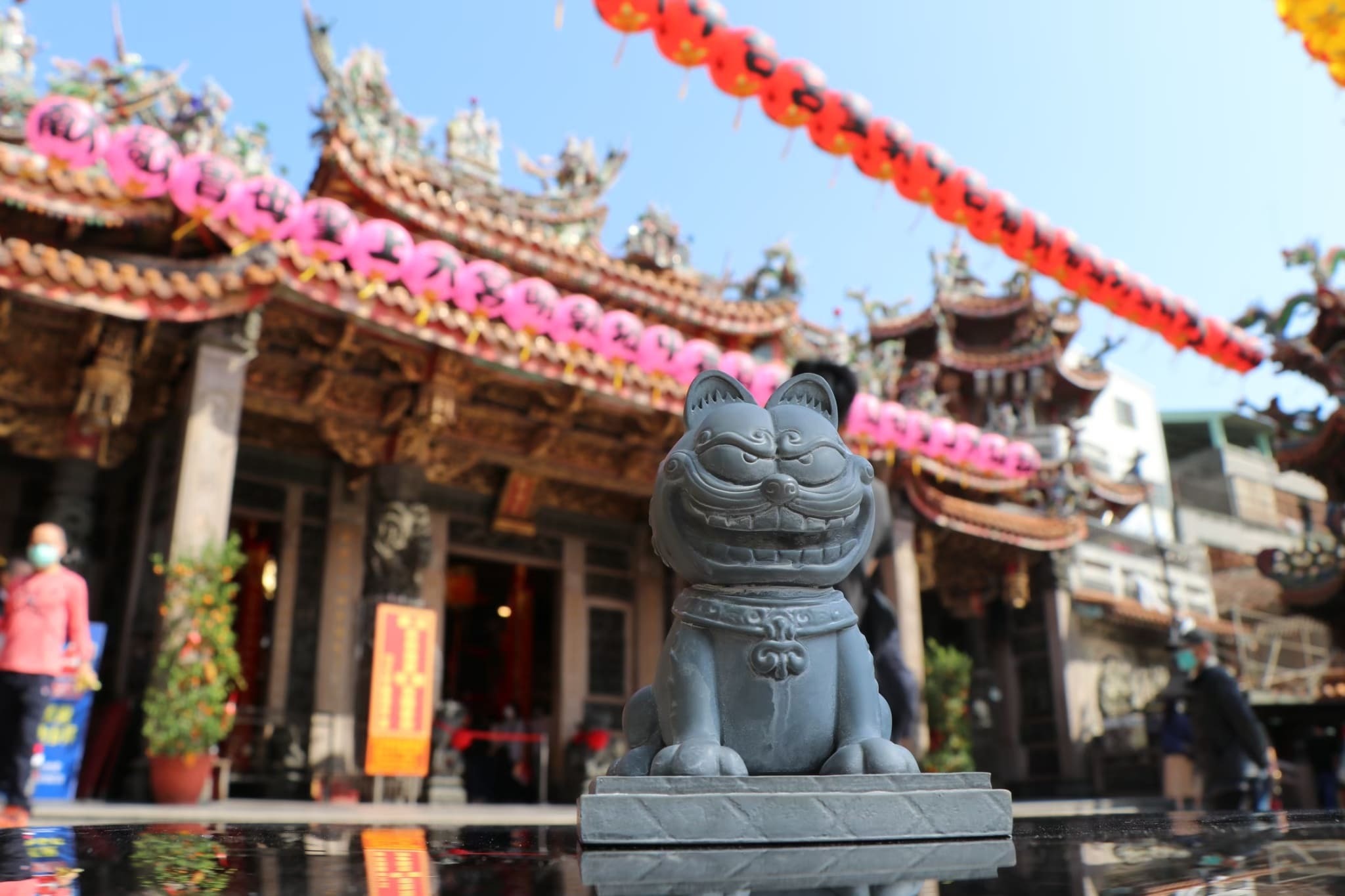 “加菲貓-歐弟-聯名-石像-公仔-媽祖遶境-Garfield-Odie-toy-Arttoy-desginertoy-resin-figures”