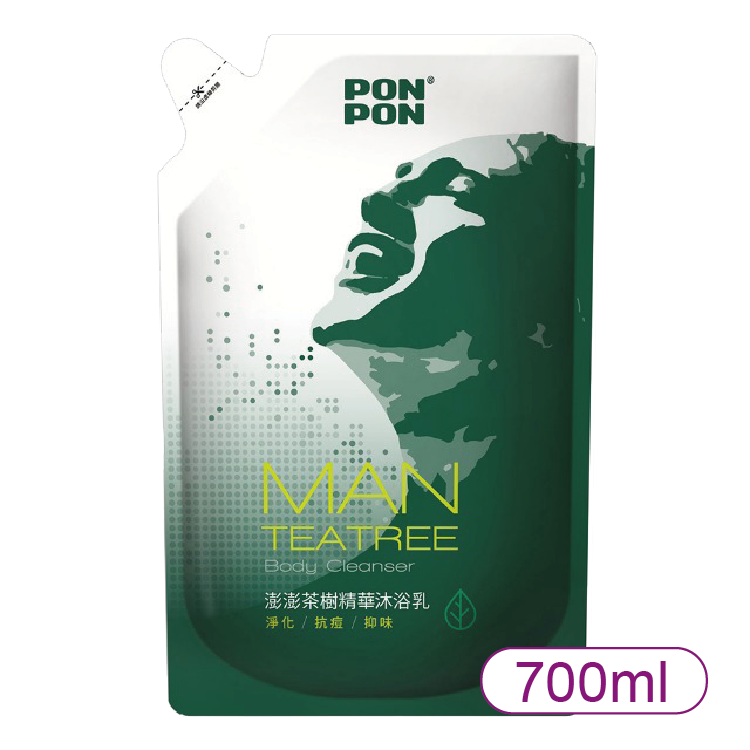 【PONPON】澎澎MAN淨化沐浴乳- 茶樹精華 補充包700ml