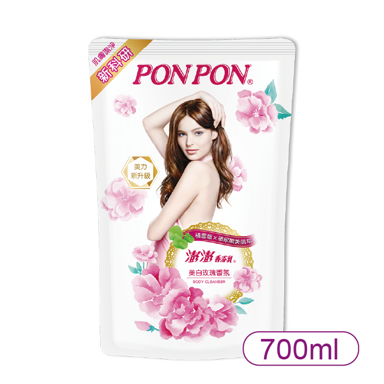 【PONPON】澎澎沐浴乳- 美白玫瑰型補充包700ml