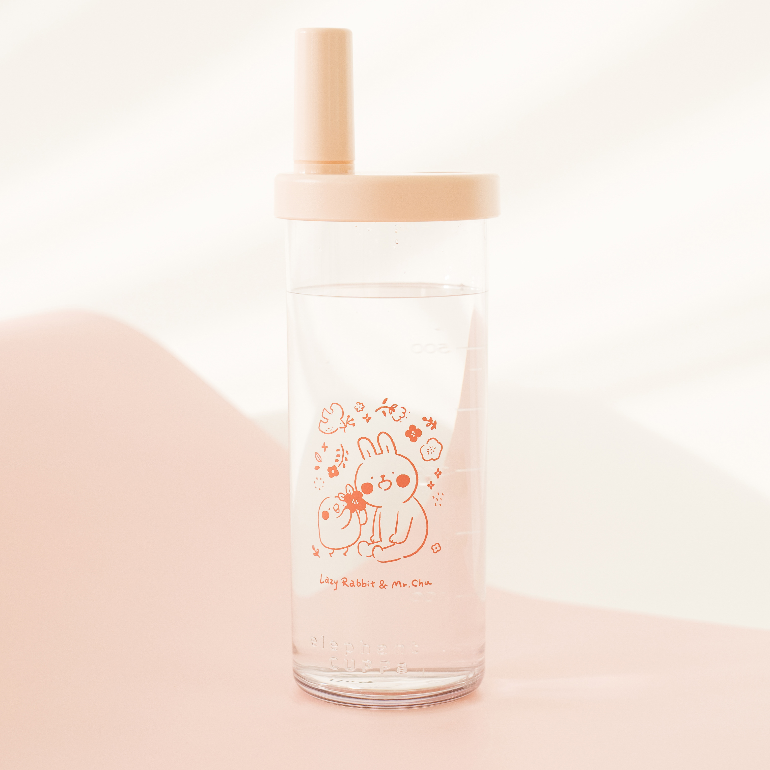 (獨家款)【慢慢挑x懶散兔與啾先生｜大象杯2代】720ml環保隨行杯粉色｜B莓粉花園款