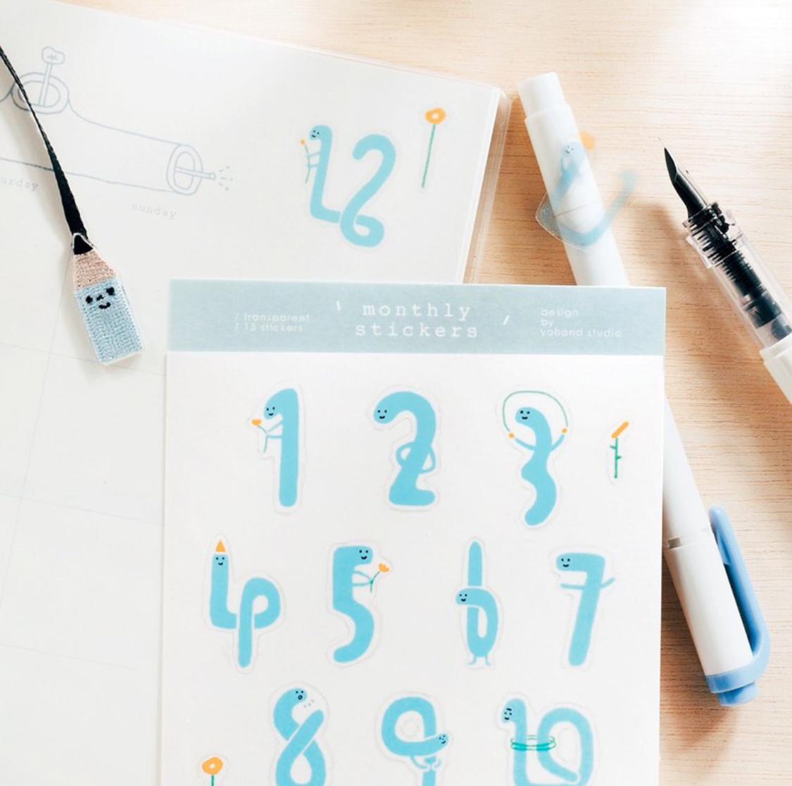 Blue number Monthly sticker - YOHAND