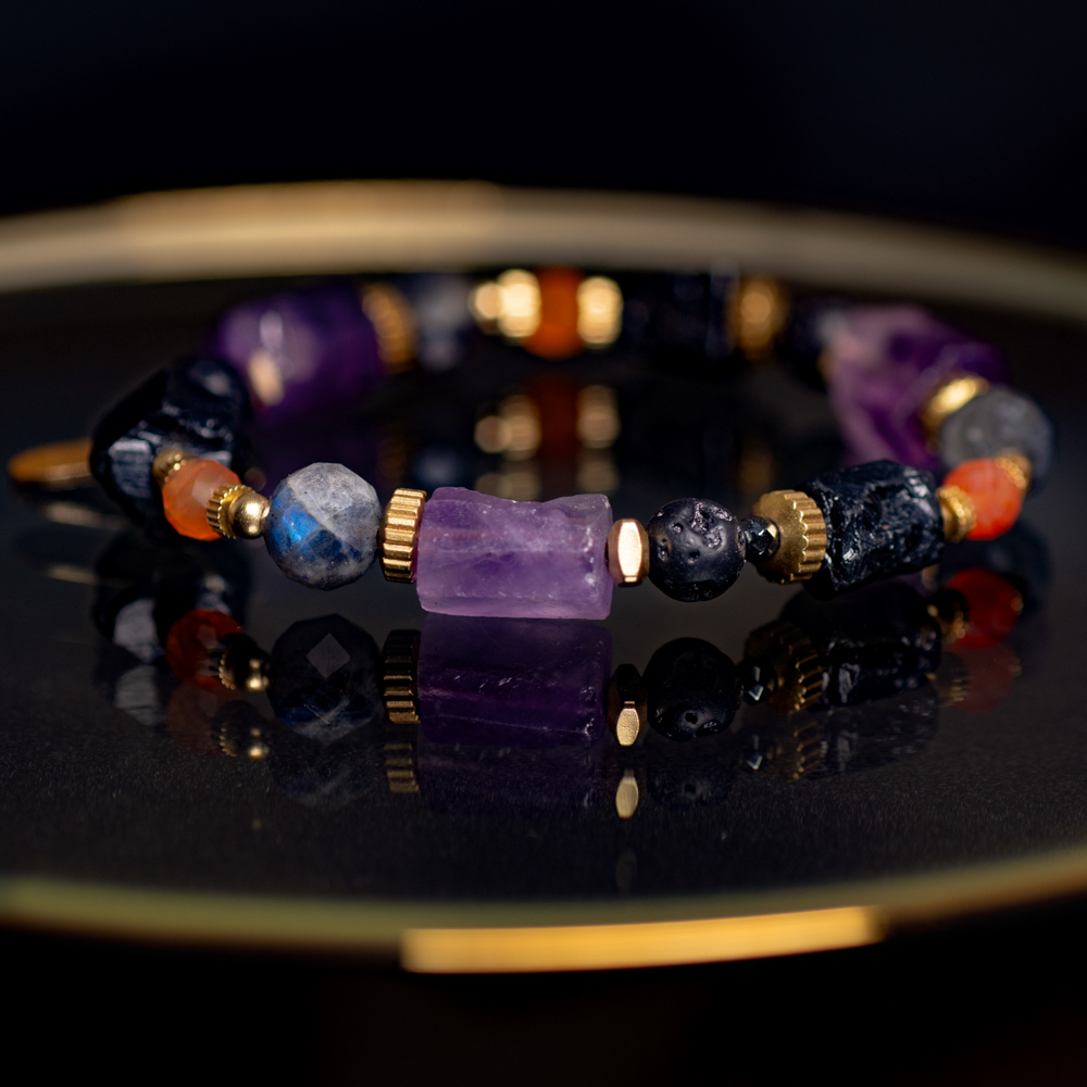 夜的守護神 // C1389紫水晶黑碧璽手鍊