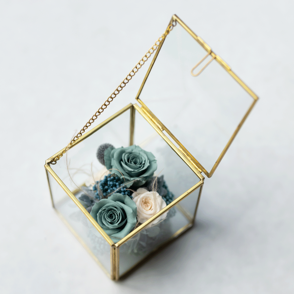 金框玻璃恆星花 - 綠松色