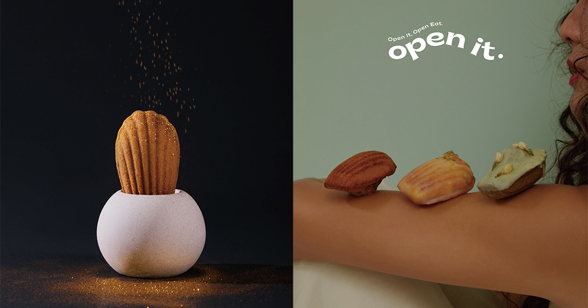 在認識法國傳統甜點瑪德蓮後，讓味蕾先告訴你open it如何⽤獨創⼝ 味，讓經典展現出全新美好滋味。