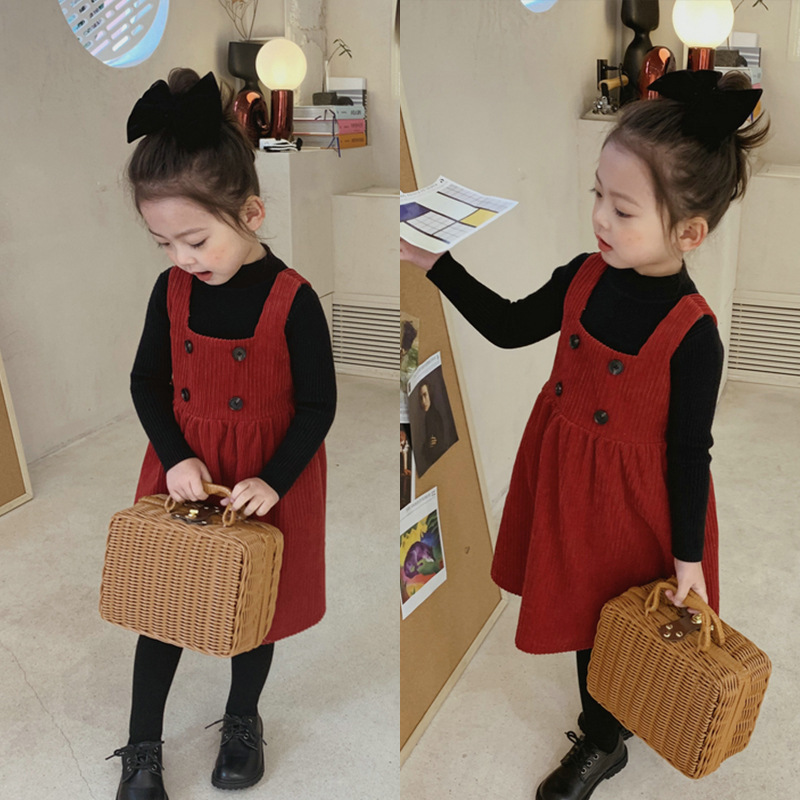 現貨 90.100cm 方領燈芯絨背心裙洋裝 不含內搭