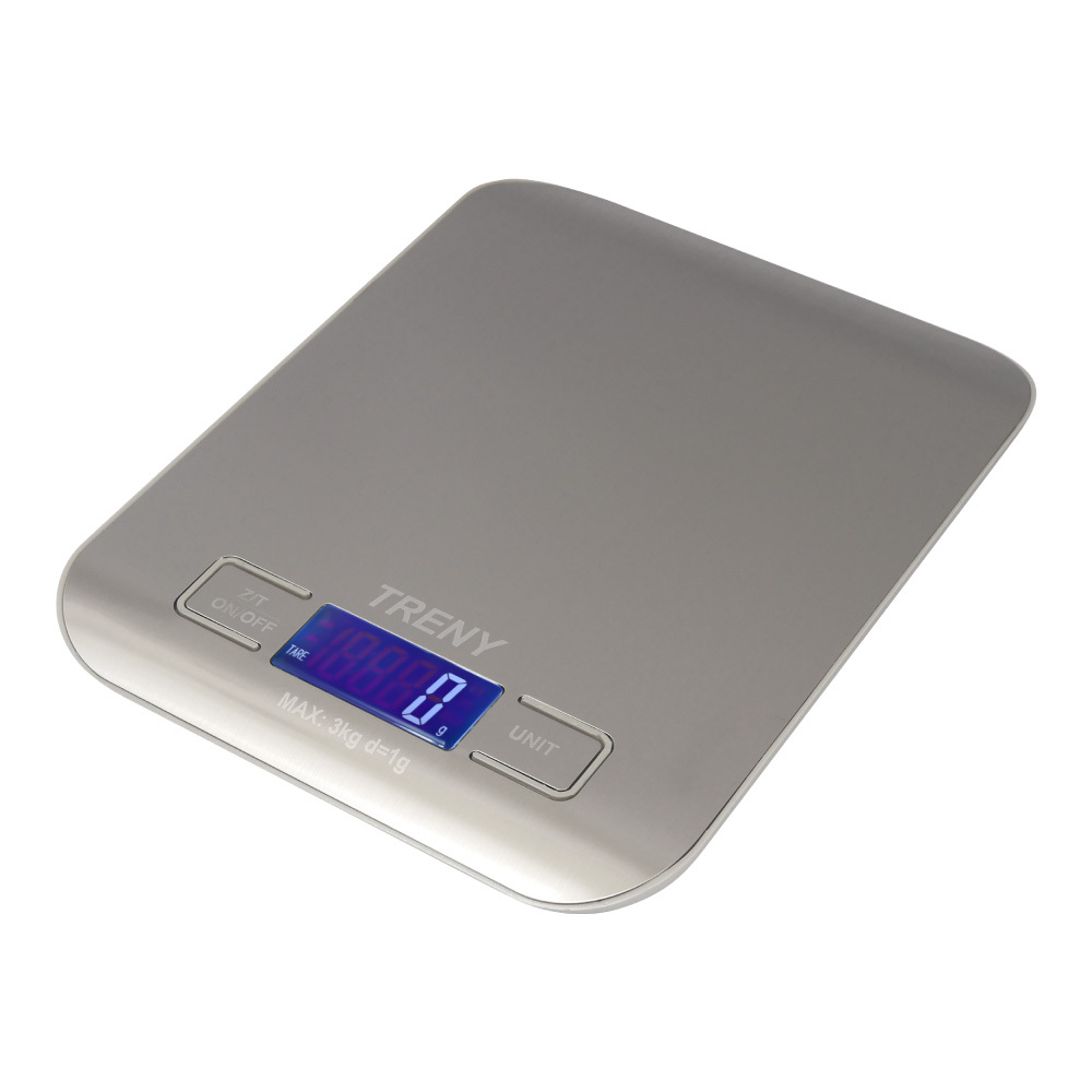 TRENY 不銹鋼廚房電子秤3kg - 銀