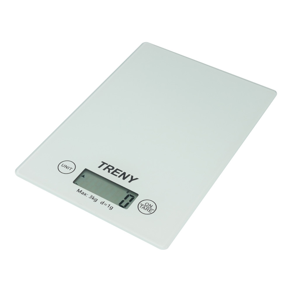 TRENY 玻璃廚房電子秤3kg - 白