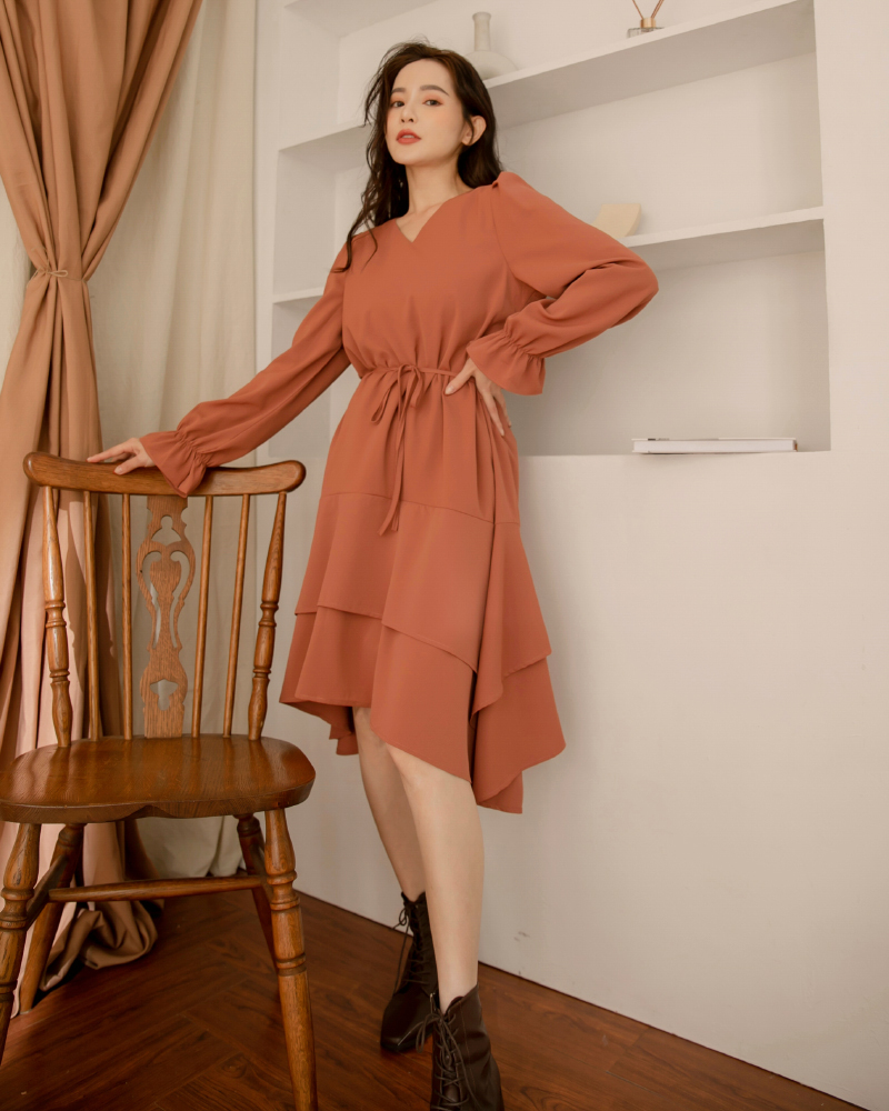 【官網限定】法式甜美綁帶蛋糕裙洋裝