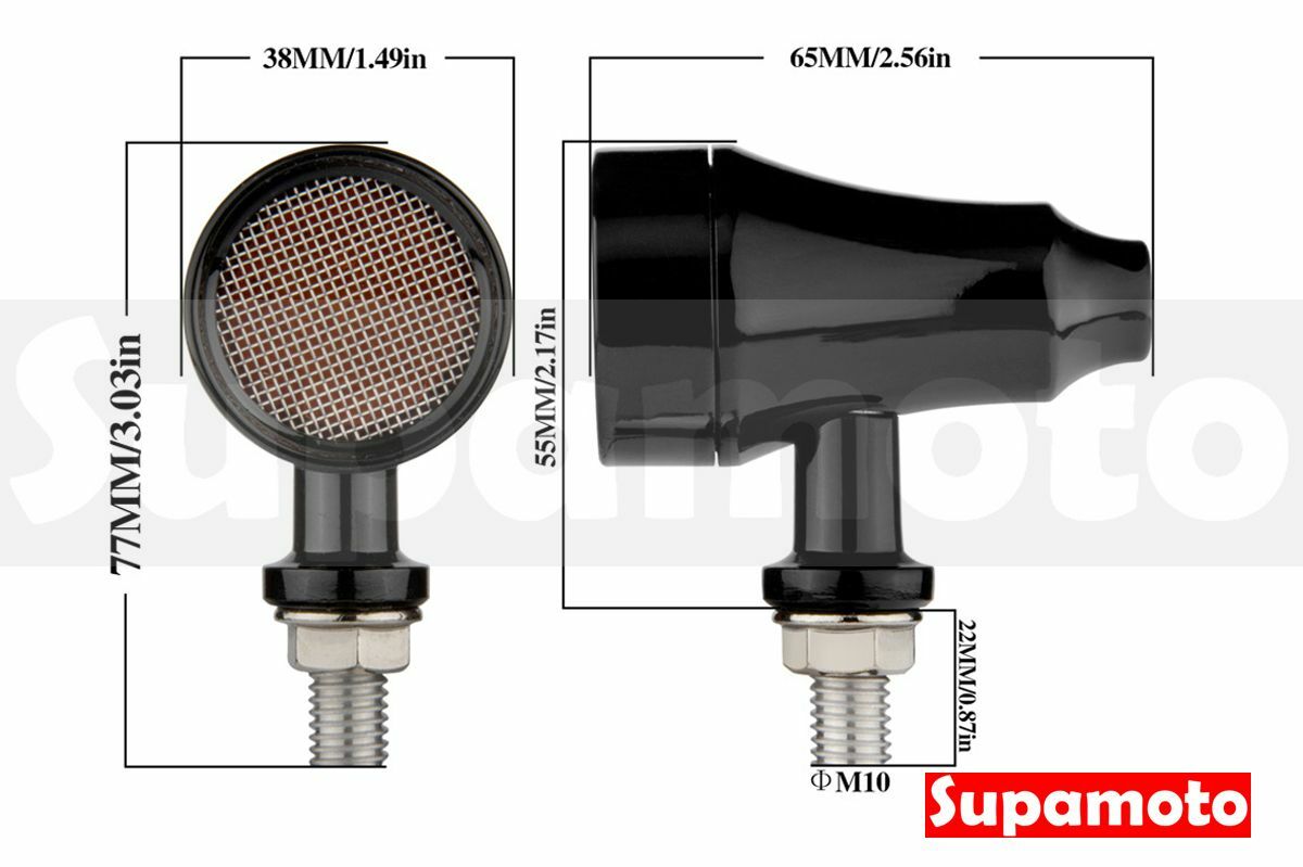 -Supamoto- D568 LED 方向燈 改裝 復古 鋁合金 砲彈 金屬 消光黑 日系 哈雷 雲豹 野狼 SR C
