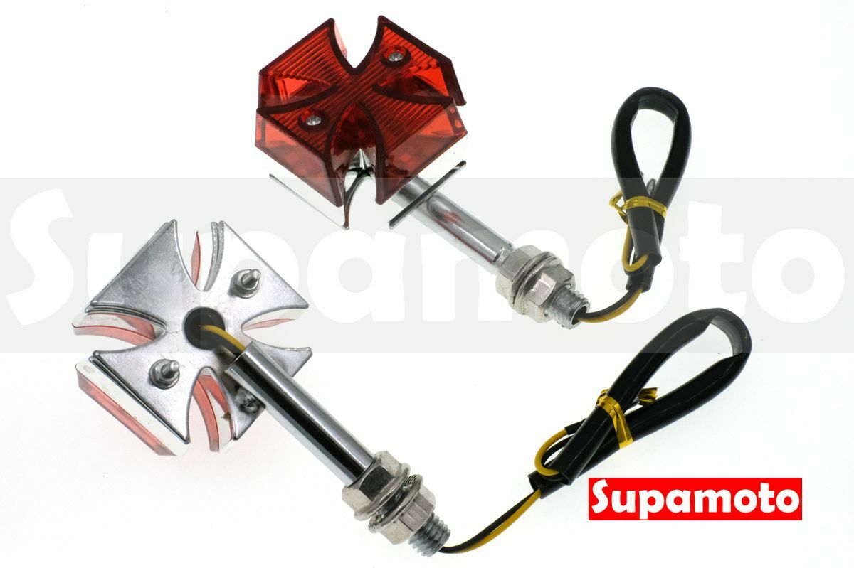 -Supamoto- D569 LED 方向燈 復古 十字 電鍍 金屬 日系 哈雷 十字架 改裝 愛將 野狼