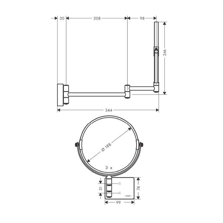 hansgrohe Addstoris 41791, -007 Shaving mirror