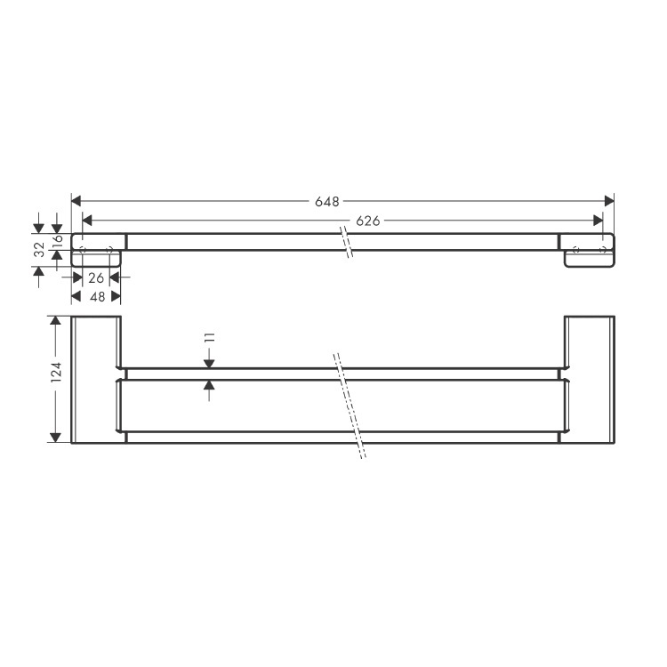 hansgrohe Addstoris 41743, -007 Double towel rail 600mm