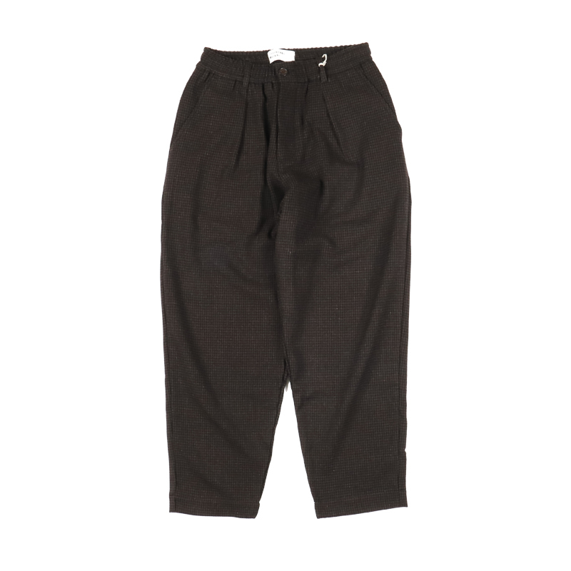 Universal Works Pleated Track Pant in Brown Dogtooth Wo