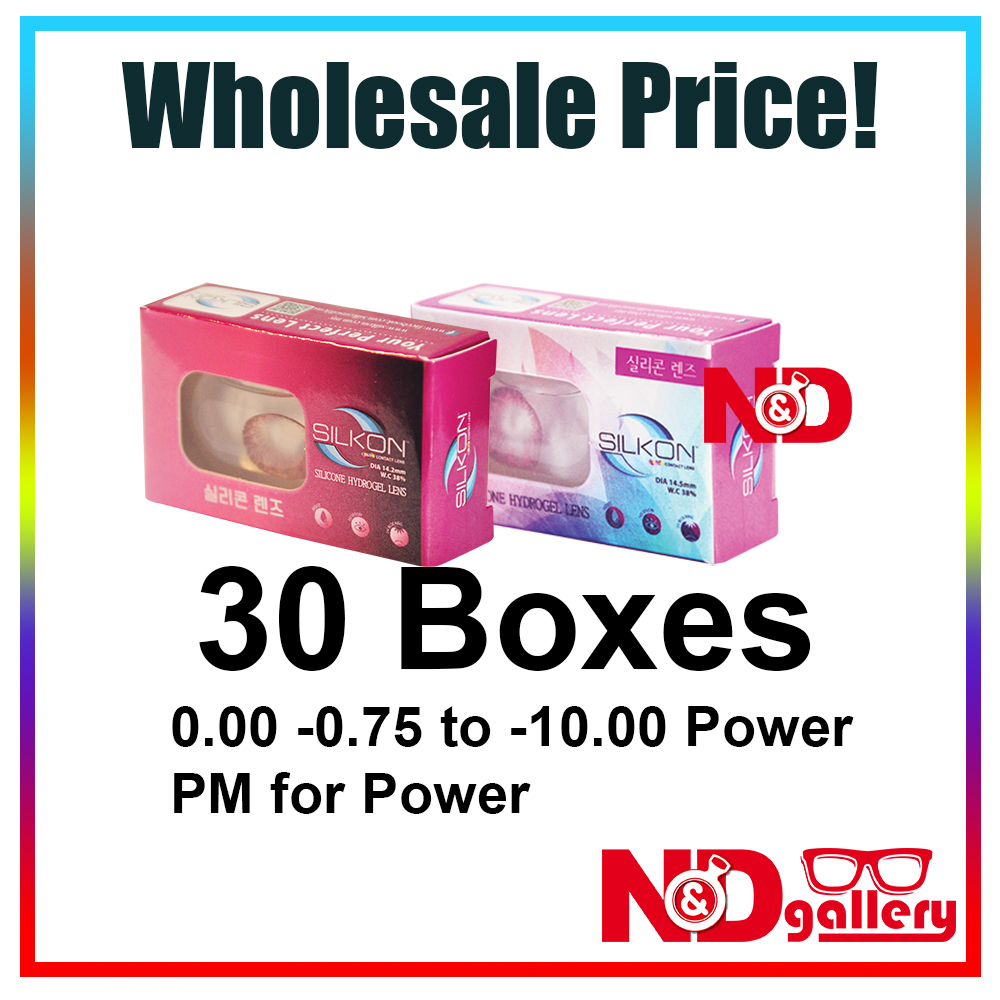 Silkon 1 Month color lens Wholesale 30 boxes 1 Purchase 2 pcs/ box 0.00 to -10.00 Ready stock