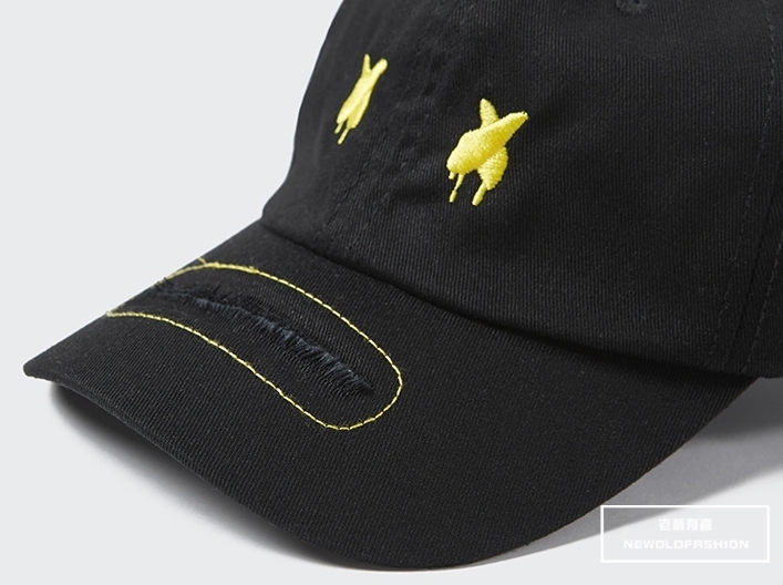 『新品上市』重磅XX跳色刺繡微破壞棒球帽-黑