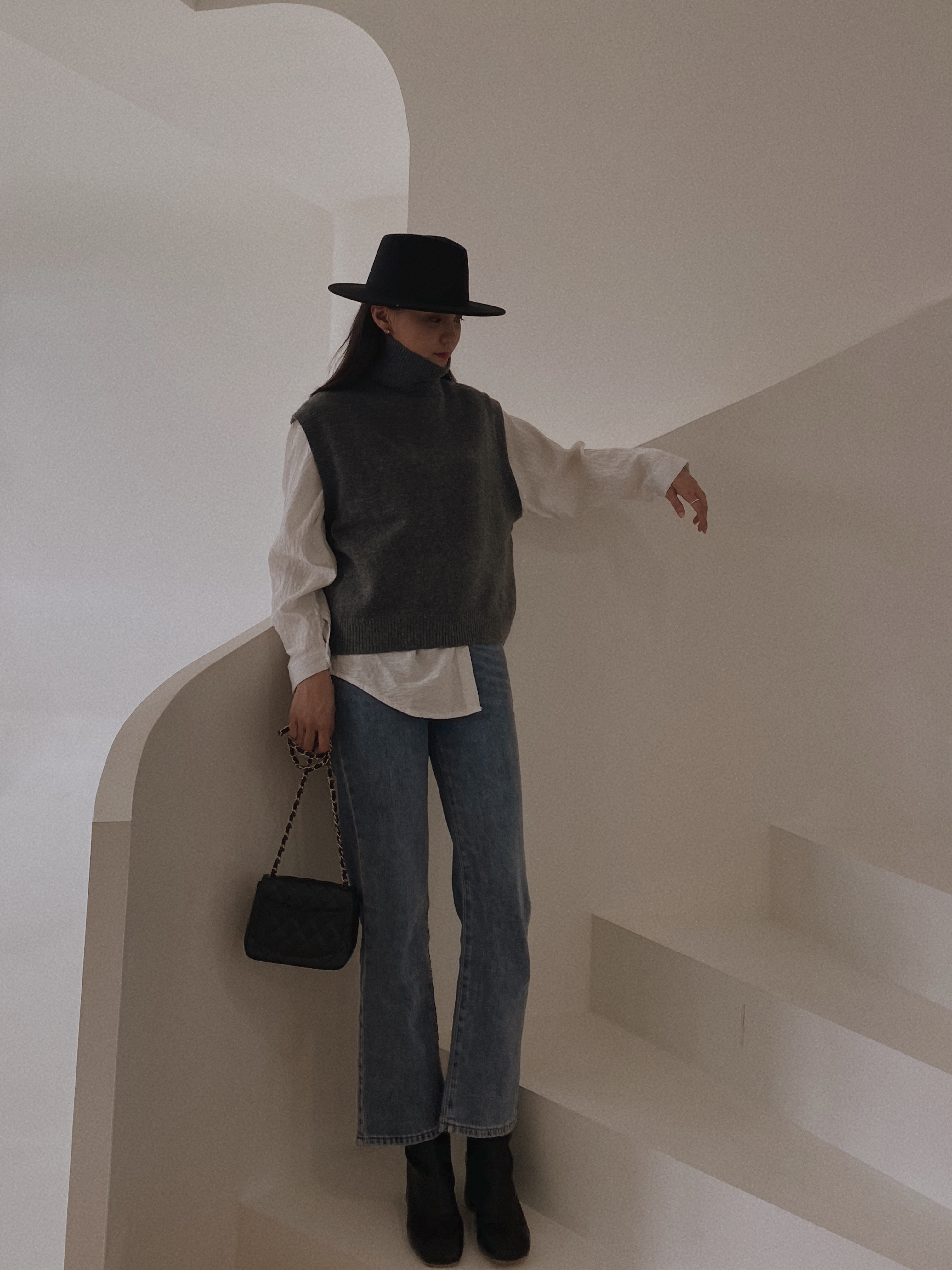 翻領羊絨外搭背心*3色