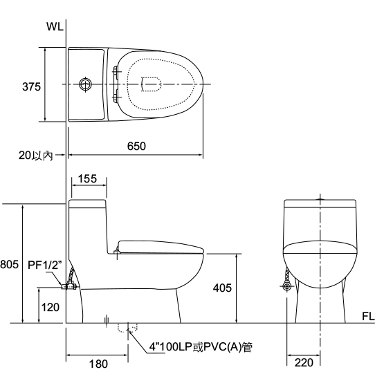 摩登 二段式超省水單體馬桶18公分  CS-0518A