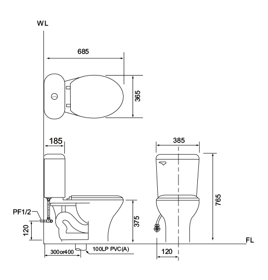 摩登 社服用馬桶 CS-2103 / CF107D (DC)