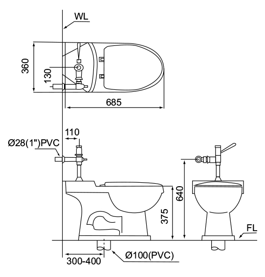 摩登 手壓二段式快沖馬桶 C-2103 / M-700-1