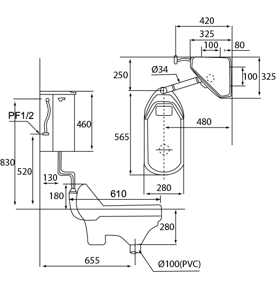 摩登 三角水箱式蹲便 CS-107