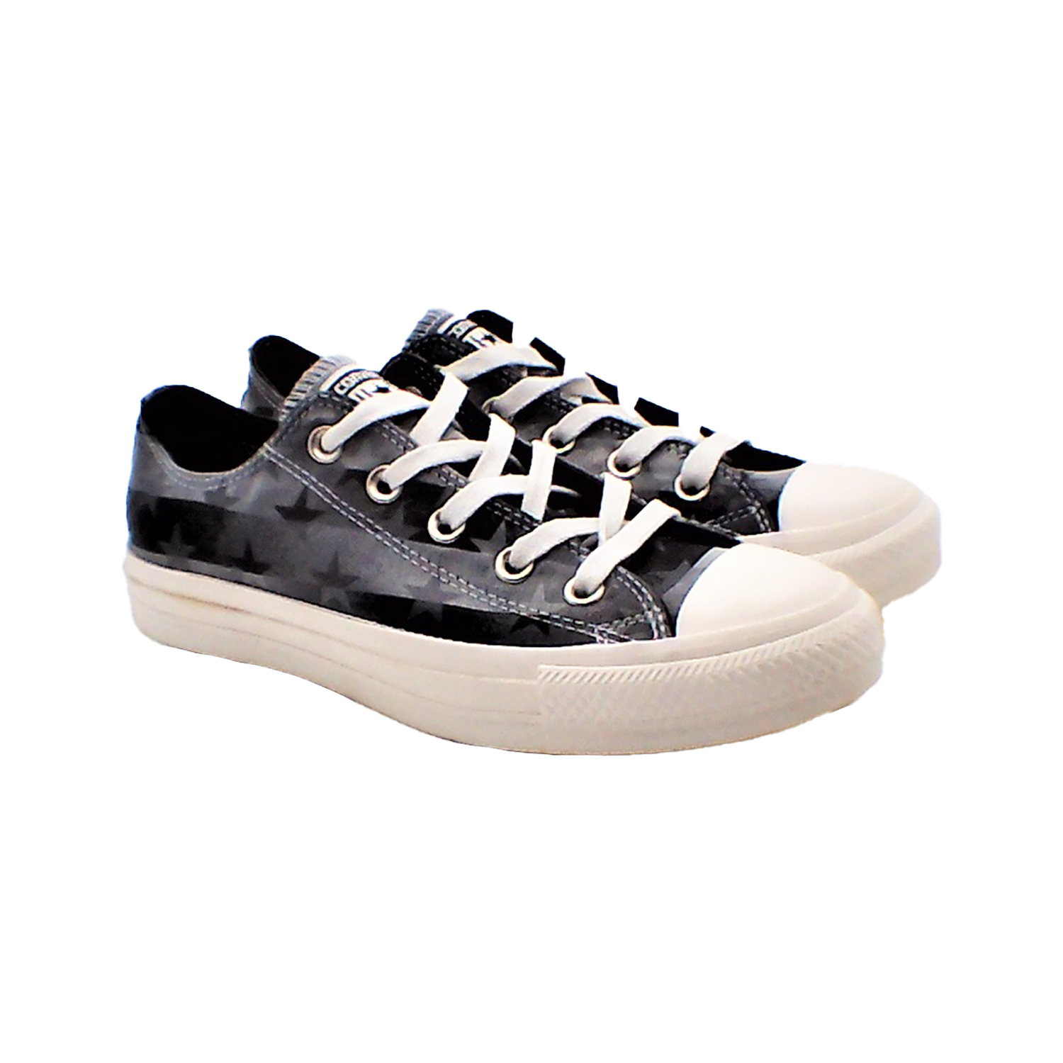 Converse - 女款星星圖案低幫帆布鞋(灰色)