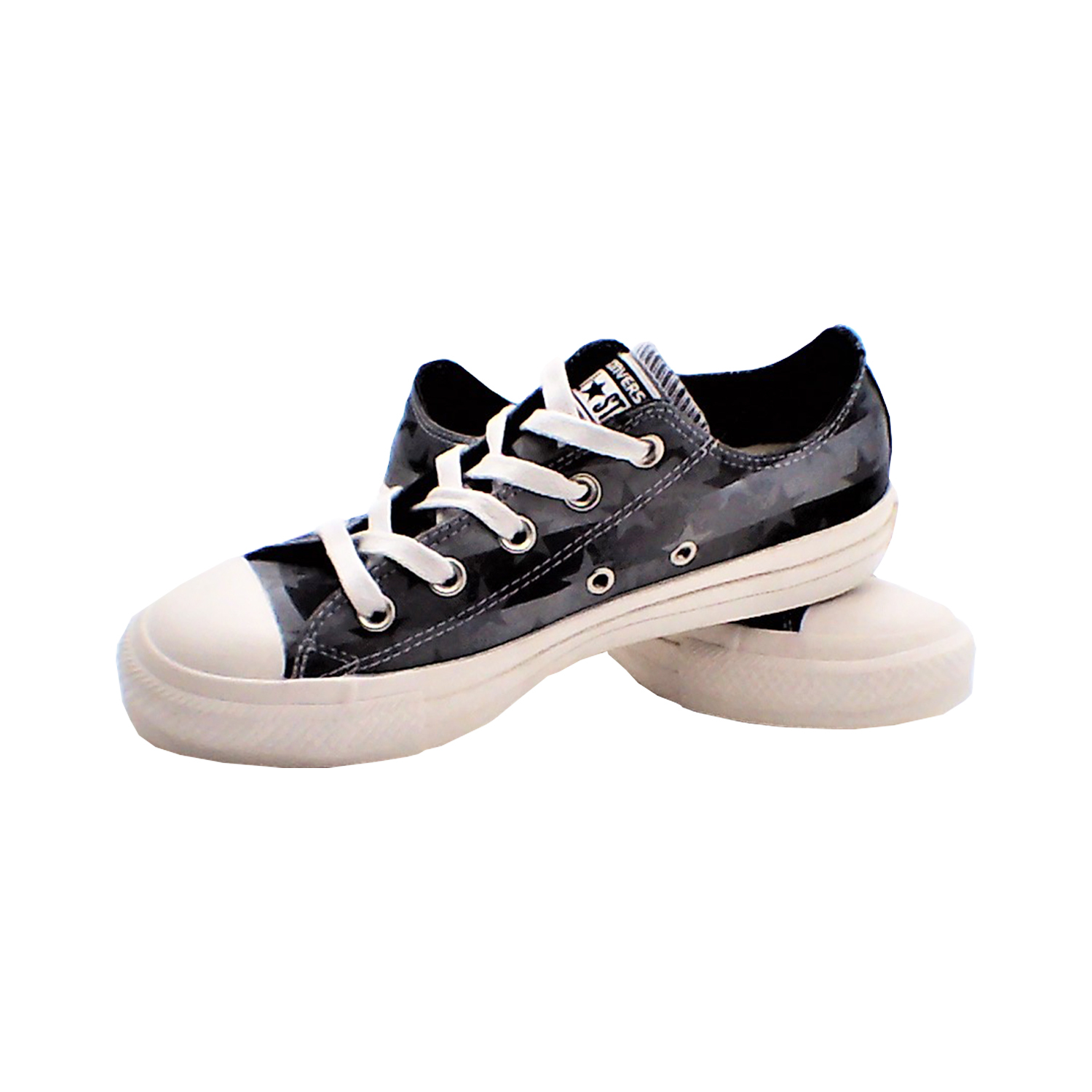 Converse - 女款星星圖案低幫帆布鞋(灰色)